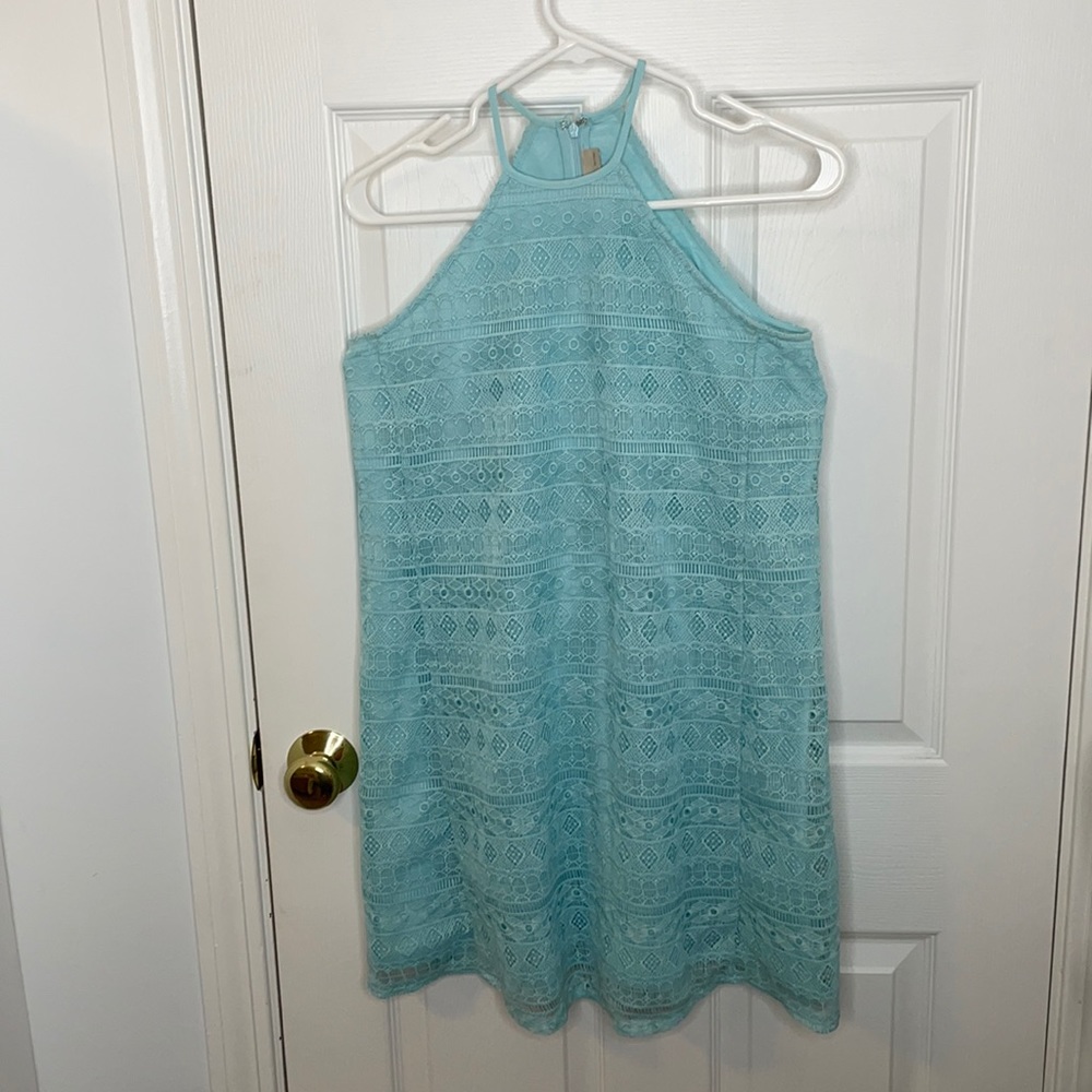 Loft 00P teal embroidered dress